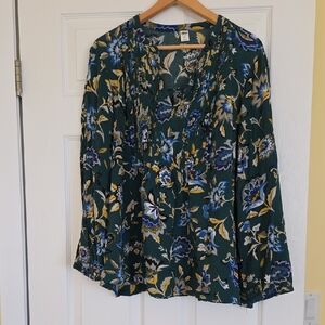Old Navy Dark Green Floral Blouse